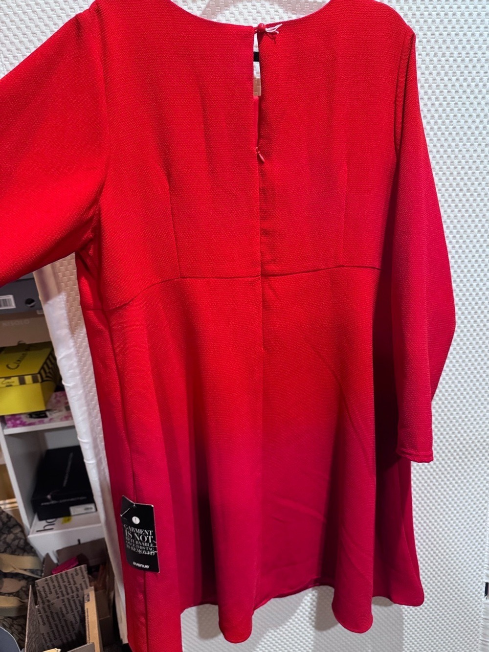 Avenue Bright Red Scoop Neck Long Sleeve Dress - Picture 3 of 6